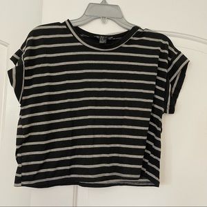 Forever 21 Striped Cropped Box Tee, Medium